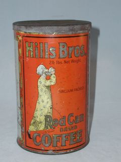HILLS BROTHERS ADVERTISING COFFEE TIN VINTAGE TALL TIN COLLECTIBLE 89