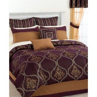 Hallmart Collectibles Bedding, Nicolette Plum Purple and Gold 20 Piece