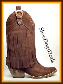 Sale Very Volatile Hillside Brown Suede Fringe Boot Sizes in Drop Down