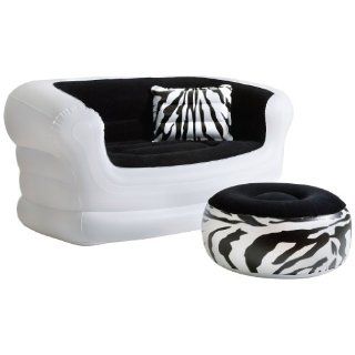 Pure Comfort 8513LS Inflatable Zebra Love Seat and Ottoman