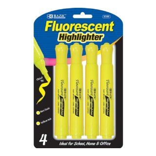 Bazic Desk Style Fluorescent Highlighters, Yellow, 4 per