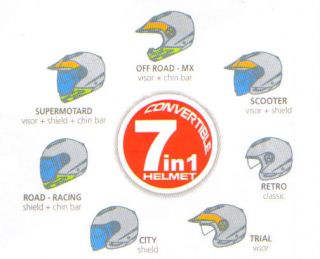 HJC Is Multi Motorcycle Crash Helmet White Medium Convertible 7 Into 1