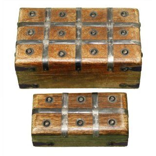 Set of 2 Wooden Trinket Boxes   Keepsake Craft Box Home