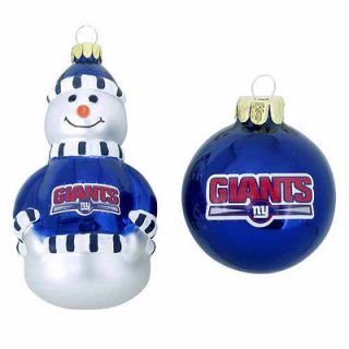 New York Giants Snowman Glass Ball Christmas Ornaments