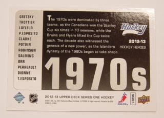 2012 13 Upper Deck Series One Hockey 1970 Heroes Header Card