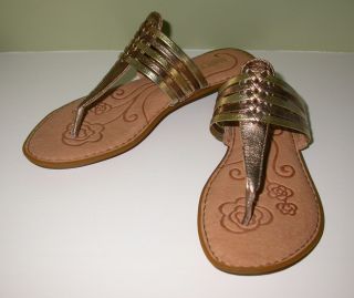 NIB Born HODA Bronze Multi Metallic Thong Flip Flops Sandals Womens Sz