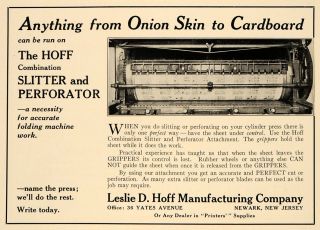 1920 Ad Hoff Combination Slitter Perforator Grippers Original