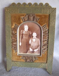Antique Victorian Picture Frame with Silk and Velvet Mat