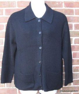 Jessica Holbrook Button Front Cardigan Sweater 1x New Black Plus