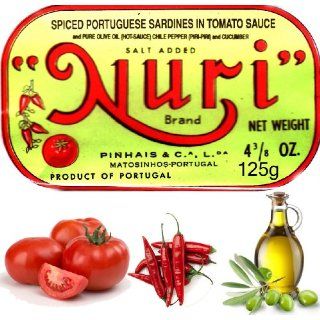cans Nuri Potuguese Sardines in Tomato Sauce, Piri Piri & Pure
