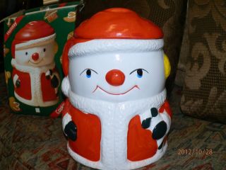 Holliday Christmas Snowman Centerpiece Cookie Jar Christmas IN