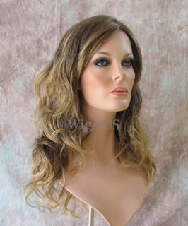 Hollywood Style Dark Ash Blonde Skin Part Long Waves womens wigs