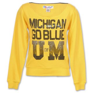 Michigan Wolverines NCAA Razzle Dazzle Womens Boatneck Shirt