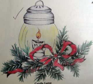 Blue Ridge Impressions Rubber Stamp Christmas Candle Holly Ribbon Lamp