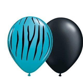Tropical Teal Zebra Print & Black Balloons Health