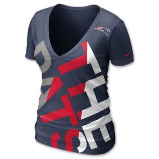 Nike NFL New England Patriots Off Kilter Womens V Neck Tee Shirt