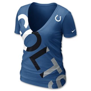 Nike NFL Indianapolis Colts Off Kilter Womens V Neck Tee Shirt