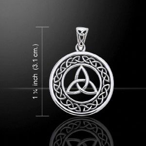Holy Trinity Triquetra Celtic Irish Knot Silver Pendant with 18 Chain