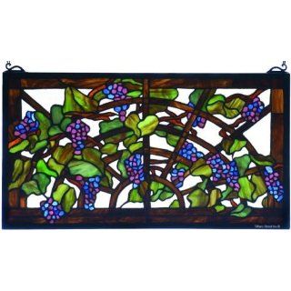 Grape Arbor Tiffany Stained Glass Window Panel 12 Inches H
