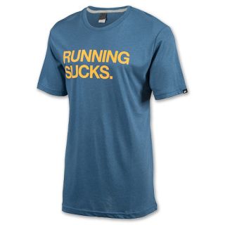 Nike Running Sucks Mens Tee Shirt Blue/Yellow