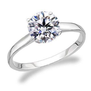 14K White Gold 4 Prong Solitaire Diamond Engagement Ring with a Round