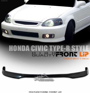 99 00 Honda Civic 2D 3D 4D JDM Black T R Style PU Front Bumper Lip Kit