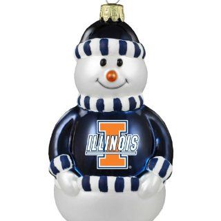 NCAA Illinois Fighting Illini Blown Glass Snowman Ornament