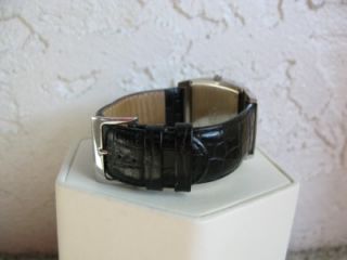 Mens Honora Swiss Movement Black Mother of Pearl Crocodile Leather SS