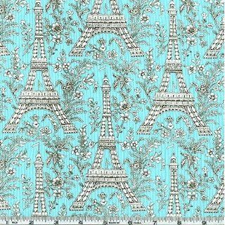 45 Wide Michael Miller Eiffel Tower Toile Spa Turquoise