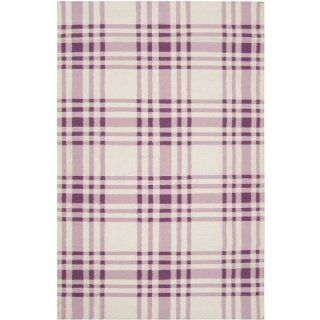 5 x 8 Fanciful Plaid Berry and Light Orchid Wool Area