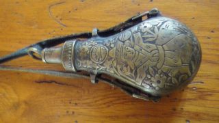 Cast Brass Black Powder Flask Horn Muzzleloader