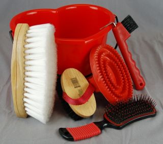  Starter Horse Grooming Kit with Heart Shaped Bucket Brushes Etc