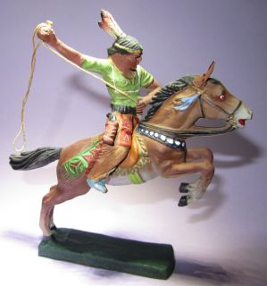 Elastolin Composition Indian on Horse w Lasso Loc Sevn 1013