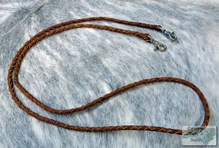Light Oil Braided Leather Roping Rein w Snaps New Horse Tack