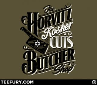 New RARE Teefury The Horvitz Butcher Shop 2012 Jewish Boardwalk PARODY