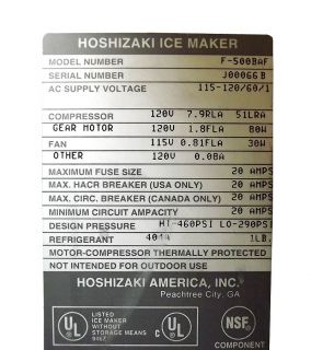 Hoshizaki F 500BAF Ice Maker 478 lbs Flake Machine with Storage Bin