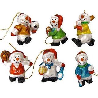 Miniature Sporting Snowmen Ornaments   Package of 6