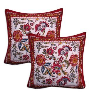 Printed Cotton Pillow Case Handmade Floral Pattern Set of