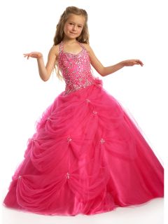 Hot Pink Little Girls Pageant Dress Flower Girl Dresses Wedding Dress
