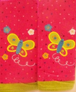  GIRL $38 Set 2 Jumping Beans Hand Towels Hot Pink Green Butterfly Dots