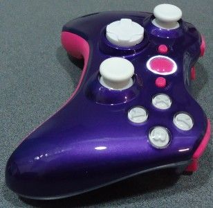 NEW Custom Xbox 360 Wireless Controller   Glossy Purple, Pink & White
