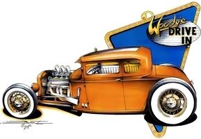 SS335 T Shirt Hot Rod Woodys Chop Top 5 Window Coupe