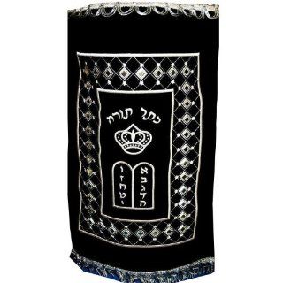 Black Velvet Torah Mantel   Sterling Silver Designed