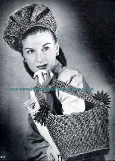 18 Patterns 1940s 34 Book Crochet Yarn Hat Bags Gorgeous Vintage Mary