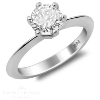  SI Natural Diamond Solitaire Engagement Ring 14k White Gold