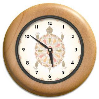 Painted Turtle Round Wood Wall Clock 