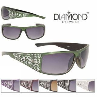   Diamond Eyewear Sheer Bling Sunglasses #86 (Green) Clothing