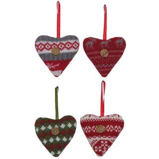 Acrylic Hand Knit Christmas Hearts Ornaments Set of 12   3