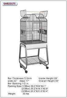 HQ Parrot Bird Cages 82217C Scroll Opening TOP22X17 with Cart Stand