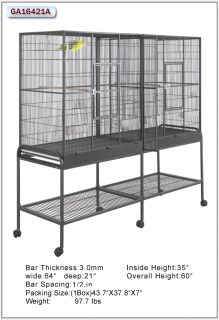 HQ Cages 16421 Parrot Bird Cages 64x21 Double Flight Cage Toy Toys